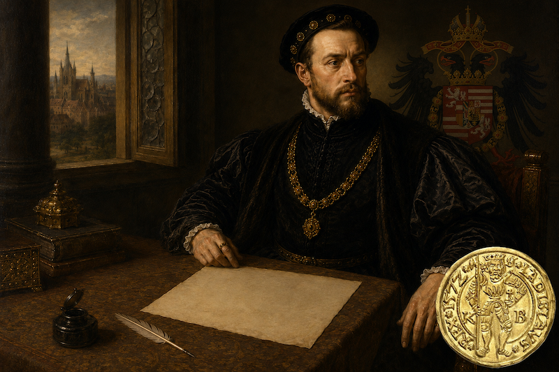 Maxmilián II. Císař mezi křížem, půlměsícem a tolarem